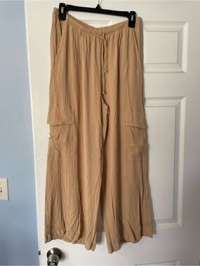 Billabong Beige Beach Drawstring Wide Leg Cargo Pants M